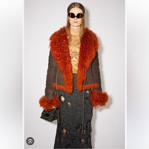ACNE STUDIOS BROWN CROPPED SHEARLING SZ 32